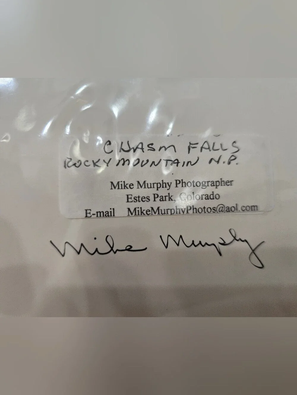 VTG Chasm Falls Rocky Mountain National Park Signed Photo Print Mike Murphy